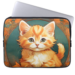 Capa Para Notebook Alphonse Mucha Style Orange Cat