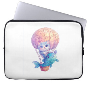 Capa Para Notebook Alto Gatinho do Céu - Aventura de Gato de Cãozinho