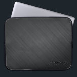 Capa Para Notebook Alumínio Design metálico preto com escova de alumí<br><div class="desc">Alumínio elegante,  simples e elegante,  com design metálico esfregado,  aspecto 2. Monograma personalizado e opcional. Disponível em outros produtos</div>