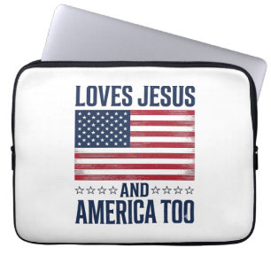 Capa Para Notebook Ama Jesus E a América Demais Camisa Cristã Patriót