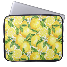 Capa Para Notebook Amalfi Sunshine Watercolor Lemon Pattern