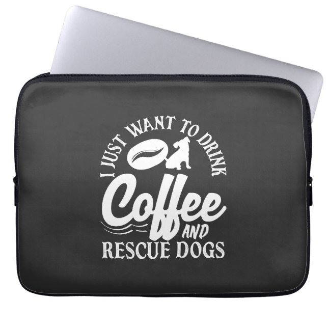 Capa Para Notebook Amante de Café Bebe Café Resgata Cães (Frente)