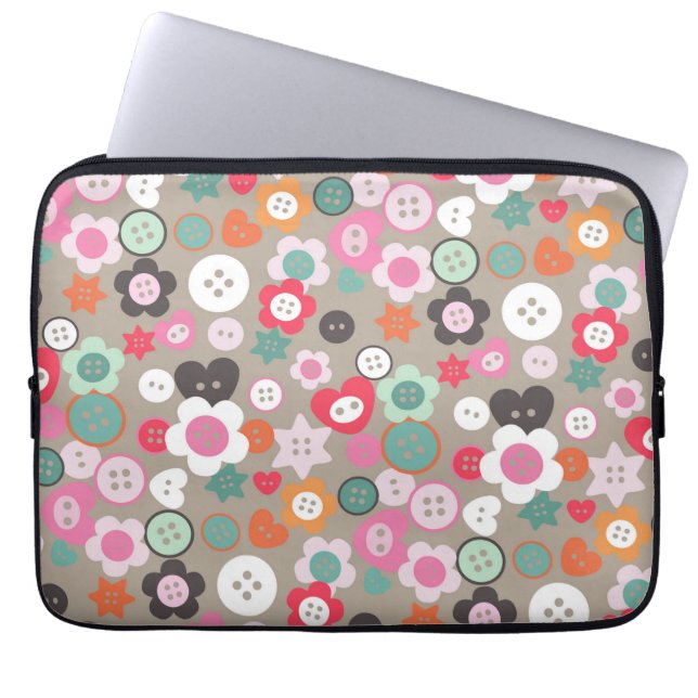 Capa Para Notebook Amar Botões de Costura Cinza (Frente)