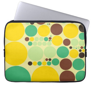 Capa Para Notebook Amarelo, azul, teste padrão de bolinhas de Brown