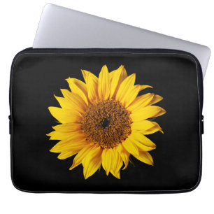 Capa Para Notebook Amarelo do girassol no preto - flores