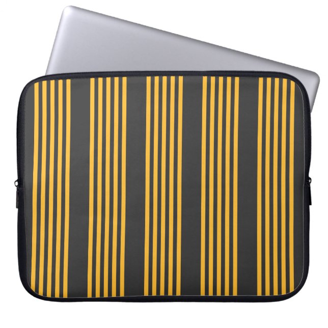 Capa Para Notebook Amarelo ensolarado e carvão de cinco faixas (Frente)