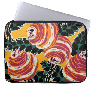 Capa Para Notebook Amarelo Mostarda e Laranja Decoração Floral Art Dé