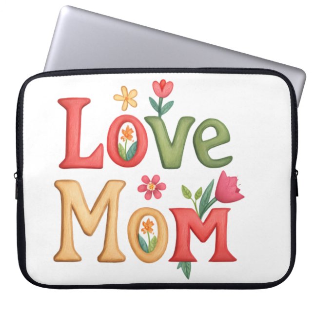 Capa Para Notebook Ame o texto da mãe com flores (Frente)