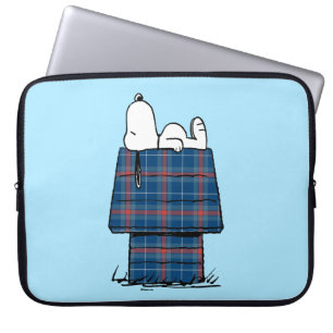 Capa Para Notebook Amendoins Feriado de Xadrez de Snoopy Flannel