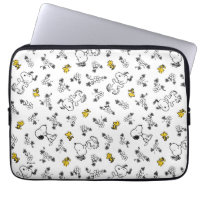 Amendoins | Padrão de Flor B&W Snoopy & Woodstock