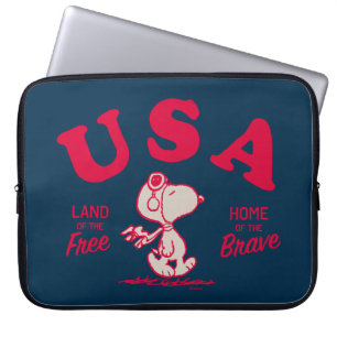 Capa Para Notebook Amendoins   Snoopy USA Land of the Free