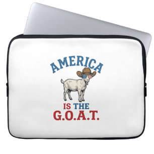 Capa Para Notebook América É A Camiseta Patriótica de Cabra G.O.A.T