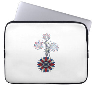 Capa Para Notebook América Patriótica Flor Fogos de Artifício Design
