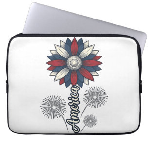 Capa Para Notebook América Patriótica Flor Fogos de Artifício Vetor D