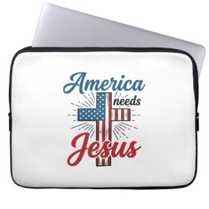 Capa Para Notebook America Precisa de Jesus Camisa Patriótica da Cruz