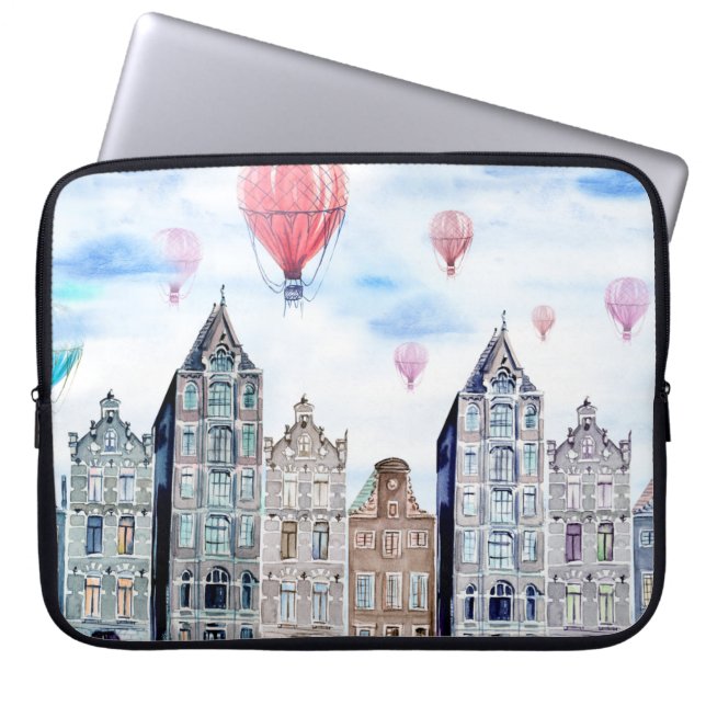 Capa Para Notebook Amesterdã com balão de ar quente (Frente)