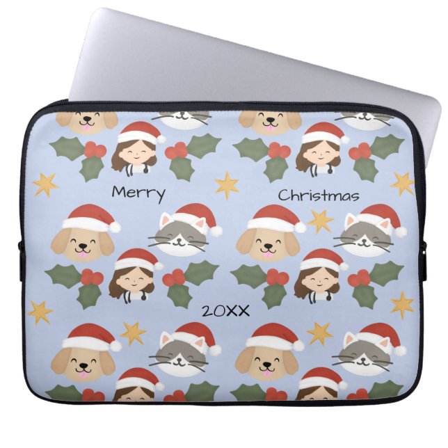 Capa Para Notebook Amigos Veterinários de Natal Personalizados (Frente)