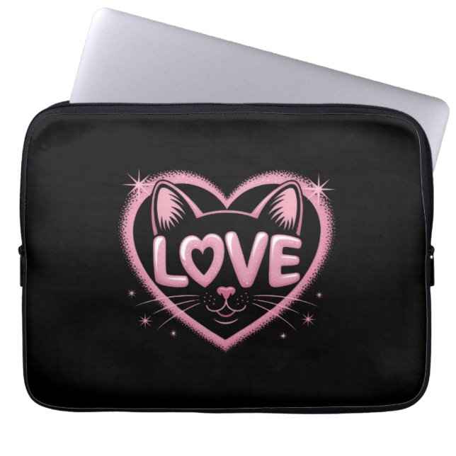 Capa Para Notebook Amor de Gato Brilhante (Frente)