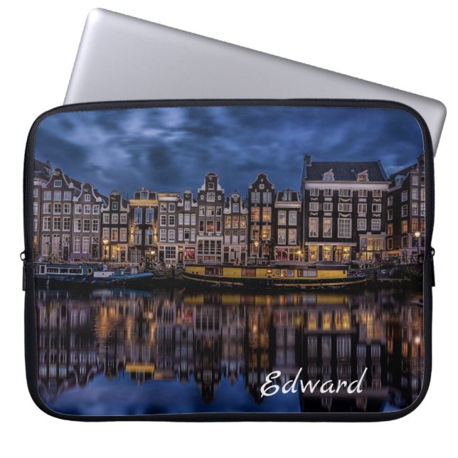 Capa Para Notebook Amsterdã com canais em Dusk (Frente)