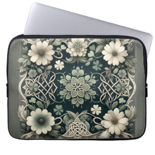 Capa Para Notebook Amuleto Floral Trevo Celta