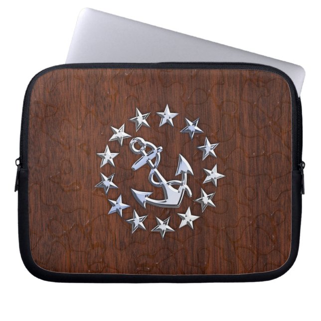 Capa Para Notebook Anchor de Estrelas de Bandeira Náutica Americana (Frente)