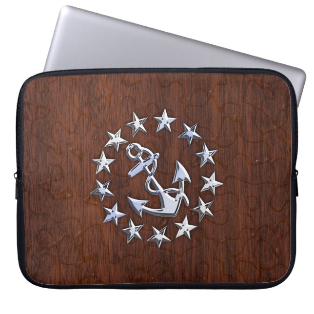 Capa Para Notebook Anchor de Estrelas de Bandeira Náutica Americana (Frente)