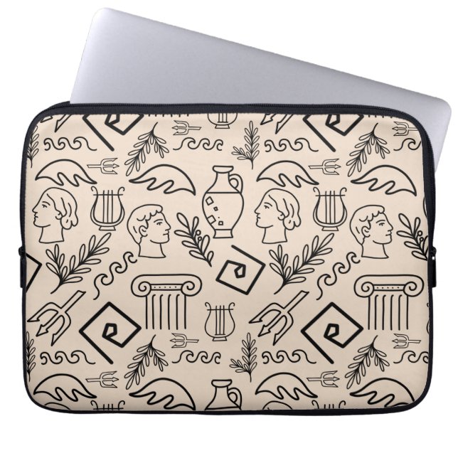 Capa Para Notebook Ancient Greece Line Art Pattern (Frente)