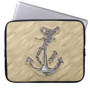 Capa Para Notebook Âncora de Corda Cromada na Praia