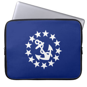 Capa Para Notebook Âncora do pavilhão de iate náutico e estrelas no d