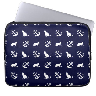 Capa Para Notebook Âncora e gatos náuticos