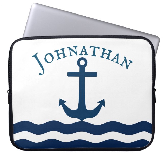 Capa Para Notebook Ancoragem elegante Personalizada Náutica (Frente)