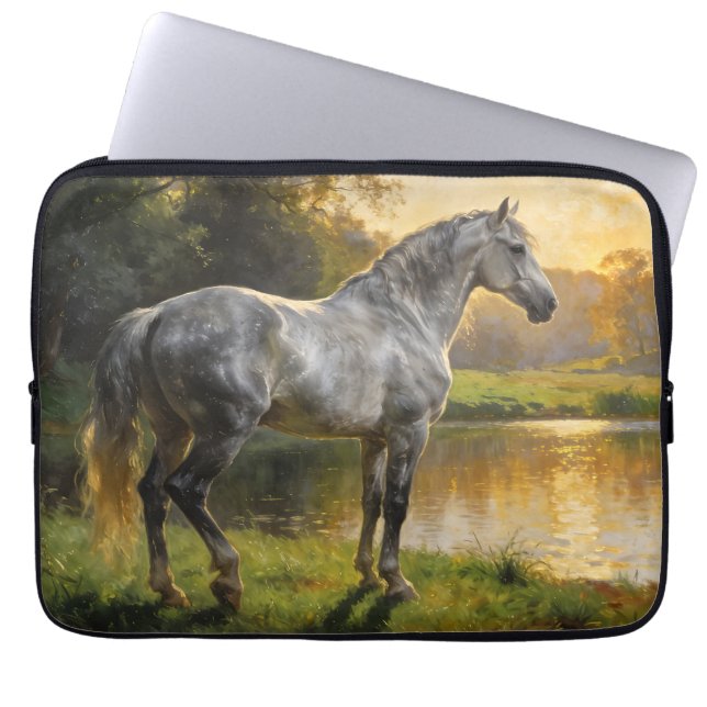 Capa Para Notebook Andalusian Stallion by the Lake (Frente)