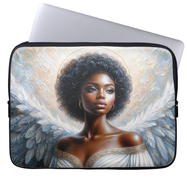 Capa Para Notebook Angel Black Woman com Halo (Frente)