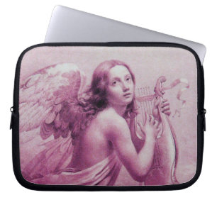 Capa Para Notebook ANGEL JOGANDO LYRA SOBRE AS NUVENS DE rosa