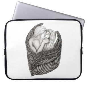 Capa Para Notebook Angels Kissing, Design preto e branco