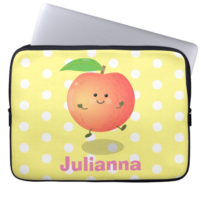 Capa Para Notebook Animação de cor amarela de pêssego feliz (Frente)