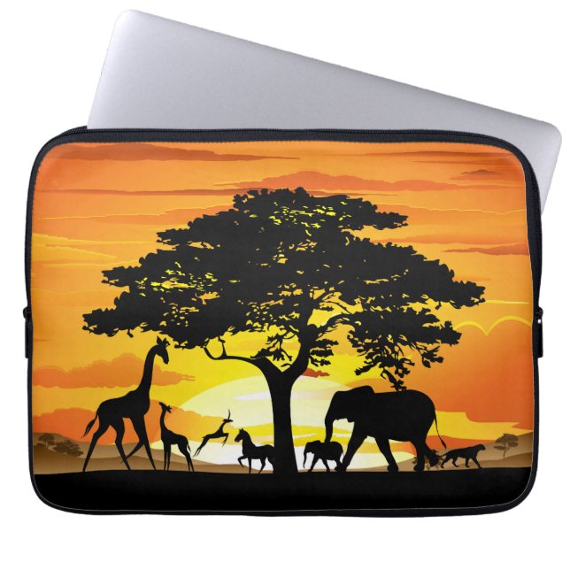 Capa Para Notebook Animais Selvagens no Sunset da savana africana (Frente)