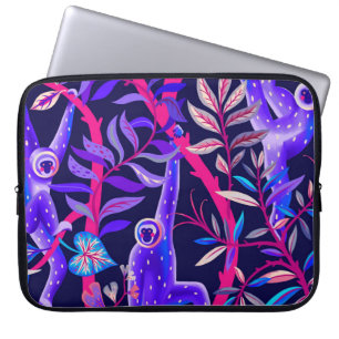 Capa Para Notebook Animais tropicais: padrão dos macacos azuis.