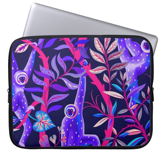 Capa Para Notebook Animais tropicais: padrão dos macacos azuis. (Frente)