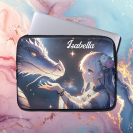 Capa Para Notebook Anime Girl e seu Dragão Místico Personalizado
