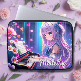 Capa Para Notebook Anime Girl tocando Piano Personalizado