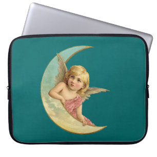 Capa Para Notebook Anjo em uma imagem da lua crescente
