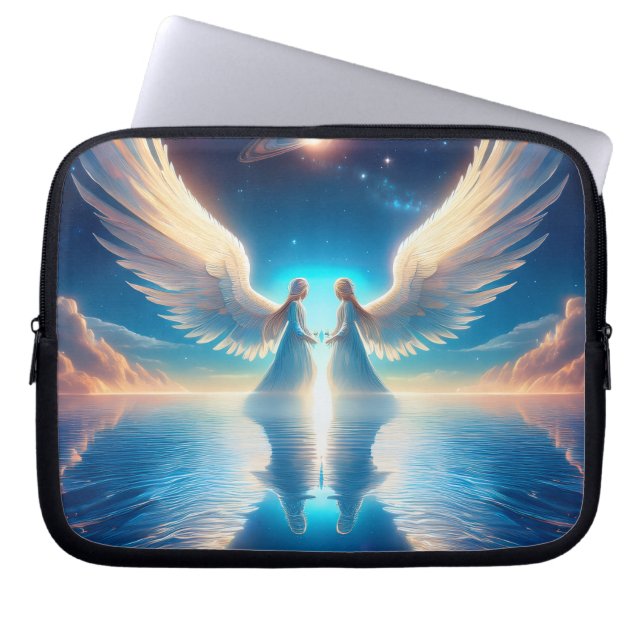 Capa Para Notebook Anjos Gêmeos no Universo Em Uma Bolsa Eletrônica (Frente)