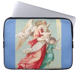 Capa Para Notebook Anjos Guardiões Carregando Uma Criança Arte Etérea