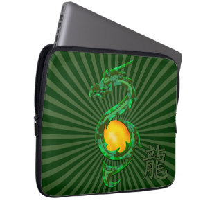 Capa Para Notebook Ano chinês do verde de jade do dragão
