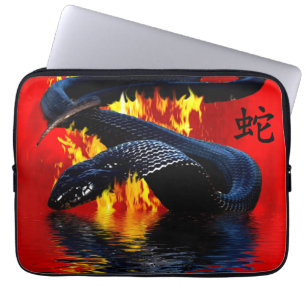 Capa Para Notebook Ano Novo da Cobra Black Cobra Chinesa Chinesa