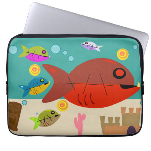 Capa Para Notebook Anos 50 Funk Peixes Tanque Retro Arte