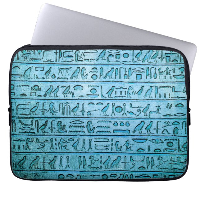 Capa Para Notebook Antigas Bolsas de laptop Azuis de Hieroglifos Egíp (Frente)