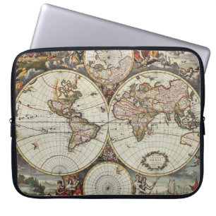 Capa Para Notebook Antigo mapa dos hemisférios mundiais. Criado por F