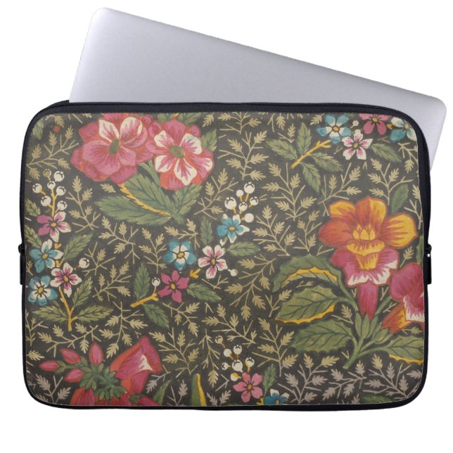 Capa Para Notebook Antiquado Toile de Jouy 1800s Floral Branches (Frente)